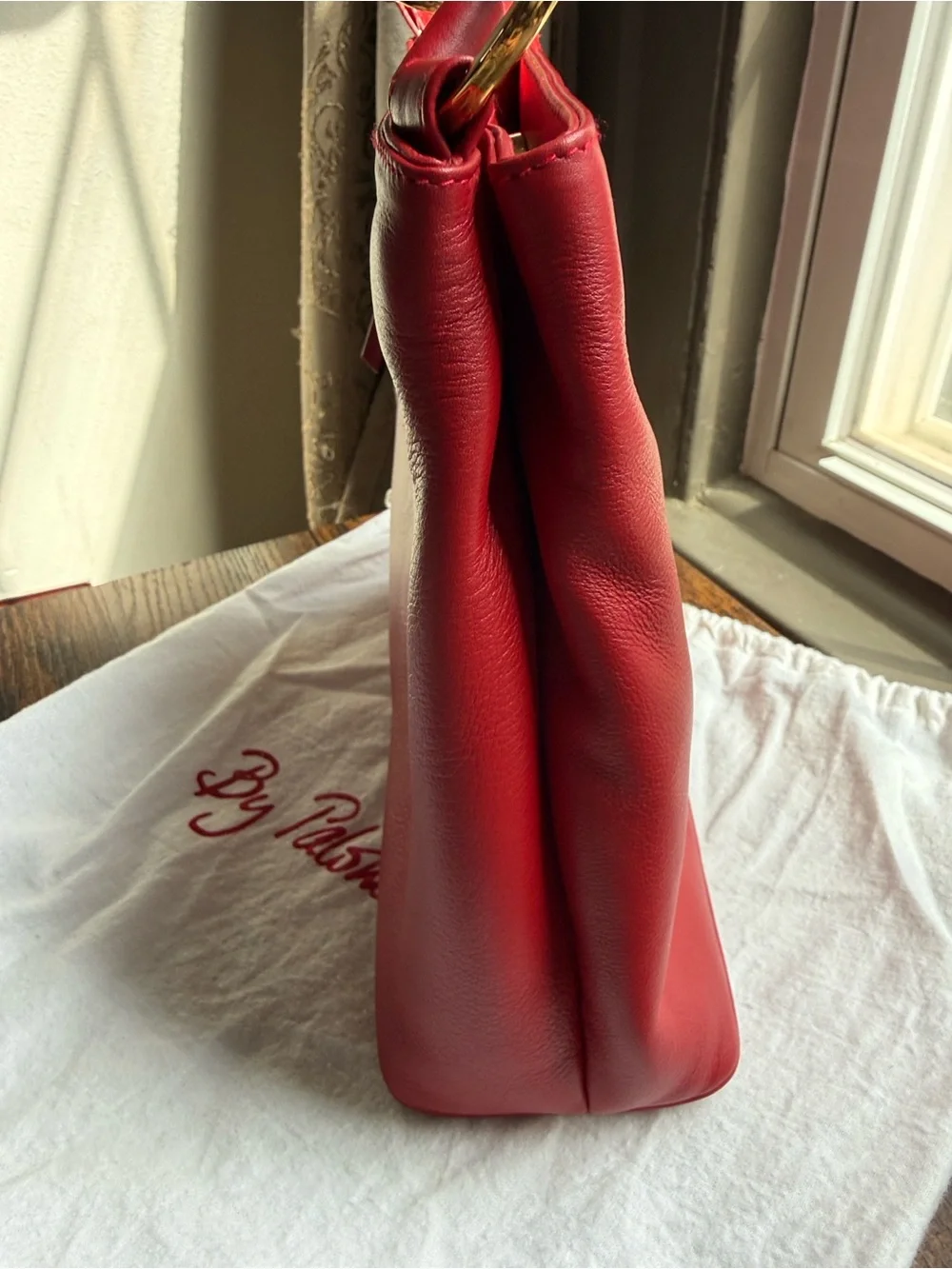 NWT Paloma Picasso Red Leather Shoulder Bag with Gold Hardware